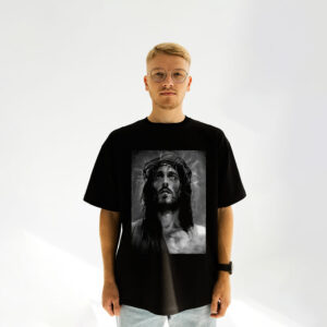 Футболка з принтом Ісуса оверсайз чорна