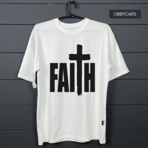 футболка біла оверсайз з написом faith