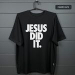 Футболка з принтом Jesus did it оверсайз чорна