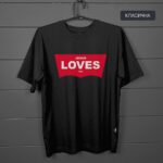 футболка чорна класична з принтом Jesus Loves you