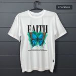 футболка біла класична з принтом faith