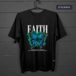 футболка чорна класична за принтом faith