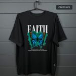 футболка чорна оверсайз за принтом faith