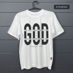 футболка біла класична з написом God, принт