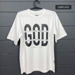 футболка біла оверсайз з написом God, принт