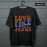 Футболка з принтом - Love Like Jesus оверсайз чорна