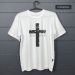 футболка оверсайз з хрестом, принт believe