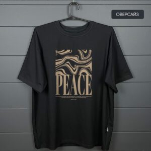 Футболка з принтом - Peace оверсайз чорна