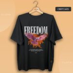 Футболка з принтом - Freedom оверсайз чорна