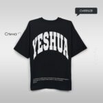 чорна футболка 2-х нитка з принтом yeshua