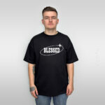 чорна футболка 2-х нитка з принтом blessed