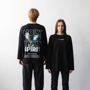 лонгслів чорний з принтом Holy Spirit