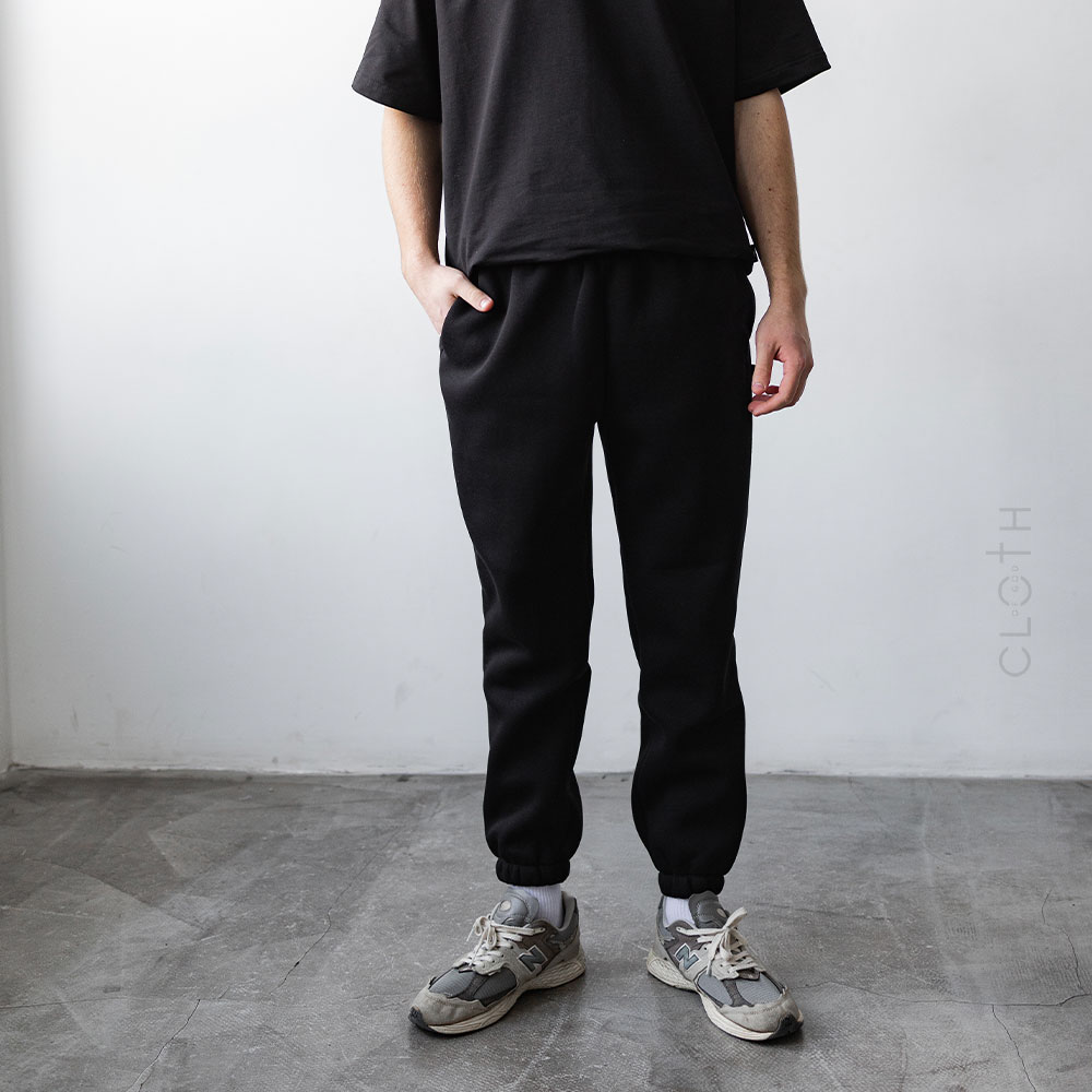 Спортивні штани осінь зима на флісі чорні (Джогери)