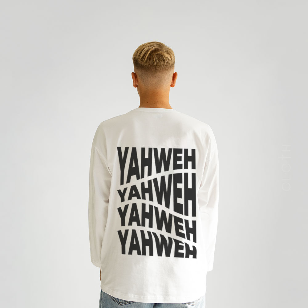 білий лонгслів з принтом yahweh
