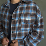 сорочка в клітинку чоловіча | жіноча (unisex) коричневий колір