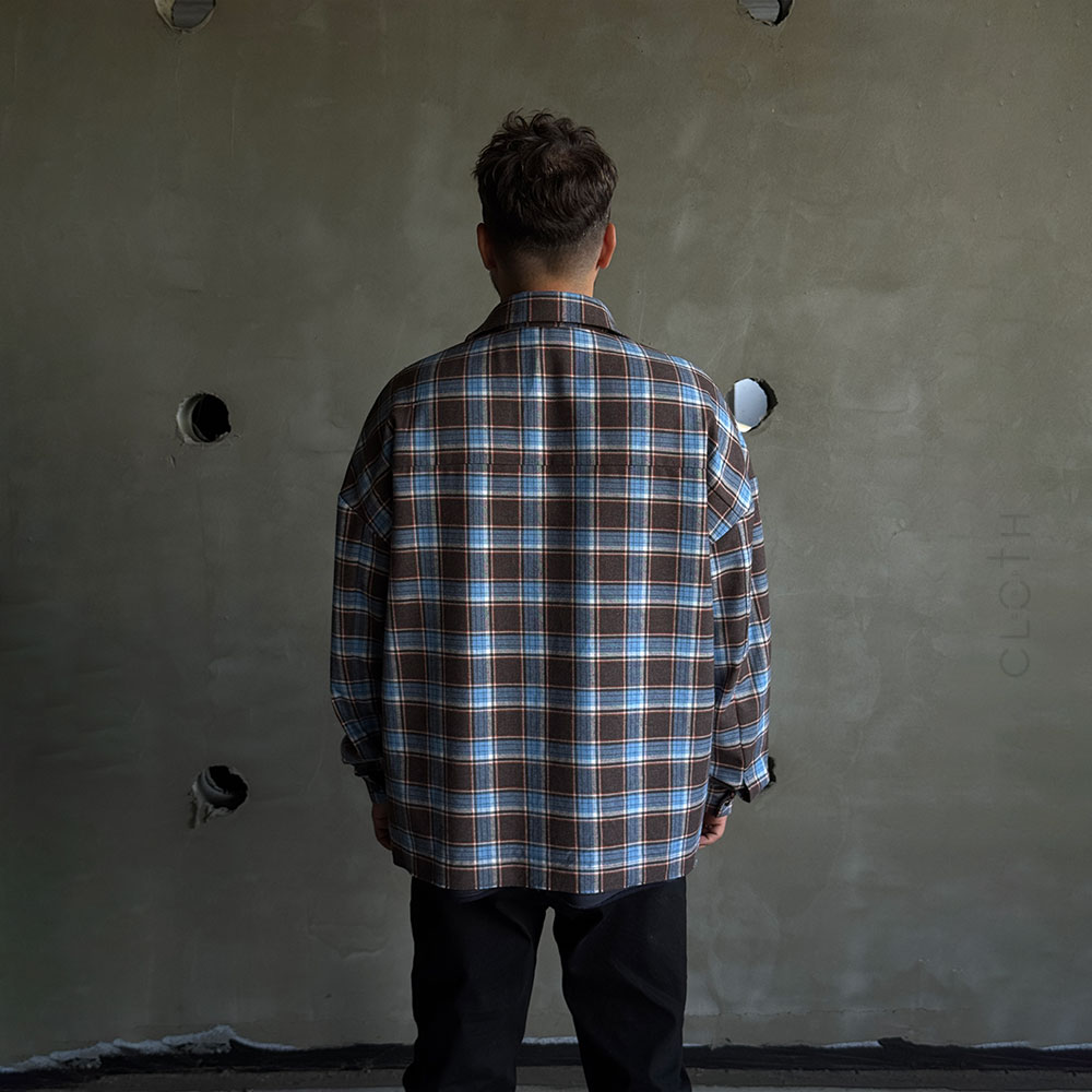 сорочка в клітинку чоловіча | жіноча (unisex) коричневий колір